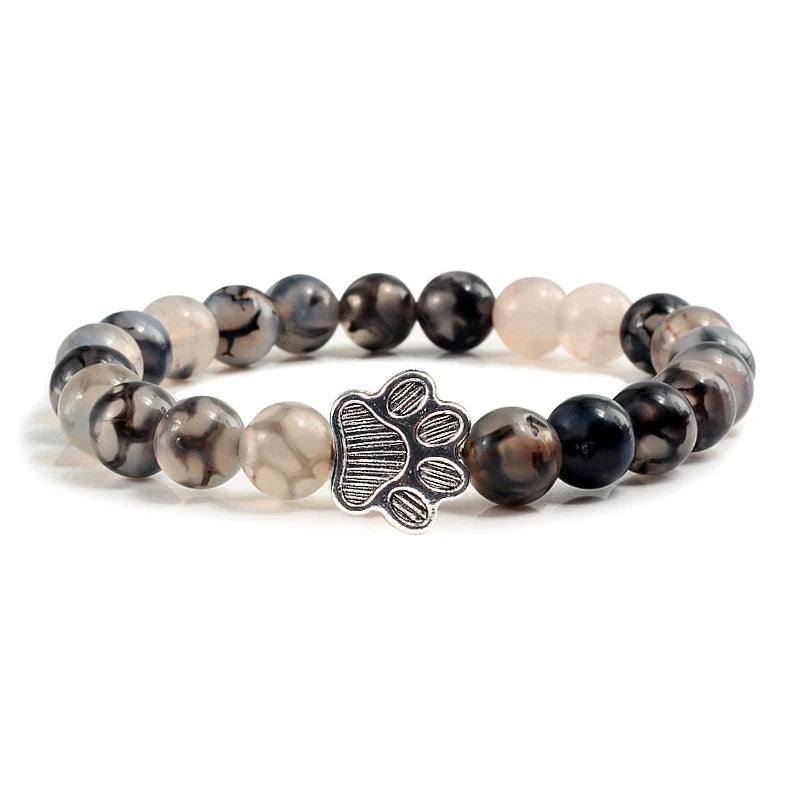 Men Natural Black Lava Stone Bracelet Cat Paw Blue Pine Beaded Bracelets Bangles Energy Women Yoga Fashion Couple Jewelry Gifts - Buddha bead​