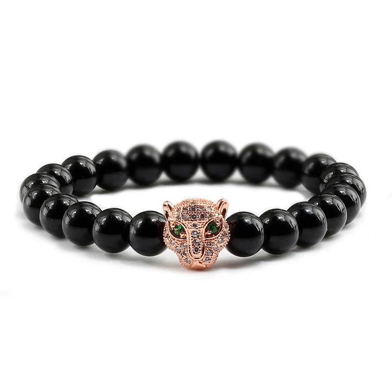 12 Style Bracelet Men Black Lava Healing Balance Beads Reiki Buddha Prayer Natural Stone Yoga Bracelet For Women Leopard Head - Buddha bead​