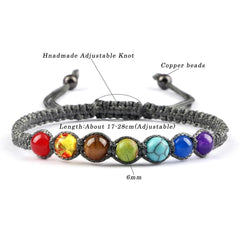 Hand Woven 7 Chakra Bracelet For Men Women 6mm Natural Stone Healing Balance Bracelet Couple 7 Chakra Bead Bangle Prayer Jewelry - Buddha bead​