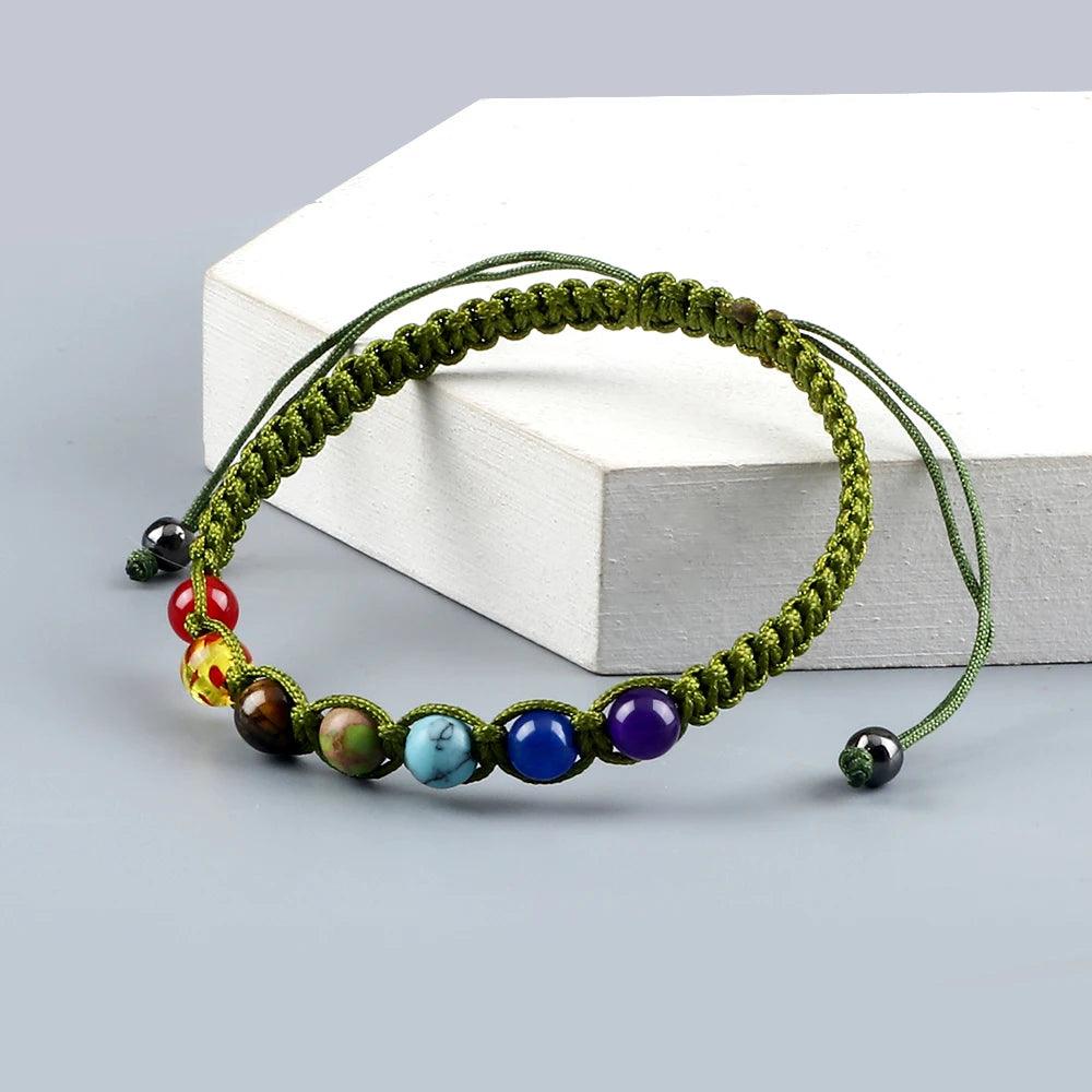 Hand Woven 7 Chakra Bracelet For Men Women 6mm Natural Stone Healing Balance Bracelet Couple 7 Chakra Bead Bangle Prayer Jewelry - Buddha bead​