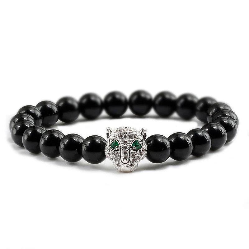 12 Style Bracelet Men Black Lava Healing Balance Beads Reiki Buddha Prayer Natural Stone Yoga Bracelet For Women Leopard Head - Buddha bead​