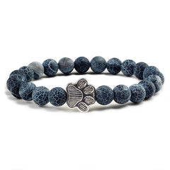 Men Natural Black Lava Stone Bracelet Cat Paw Blue Pine Beaded Bracelets Bangles Energy Women Yoga Fashion Couple Jewelry Gifts - Buddha bead​