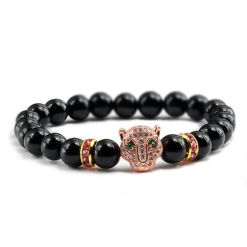 12 Style Bracelet Men Black Lava Healing Balance Beads Reiki Buddha Prayer Natural Stone Yoga Bracelet For Women Leopard Head - Buddha bead​