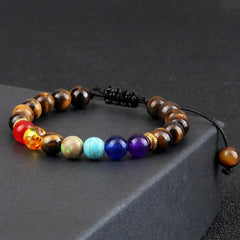 7 Chakra Healing Bracelets Men 8mm Natural Lava Stone Tiger Eye Beads Energy Bracelets Women Yoga Meditation Wrist Jewelry Gifts - Buddha bead​