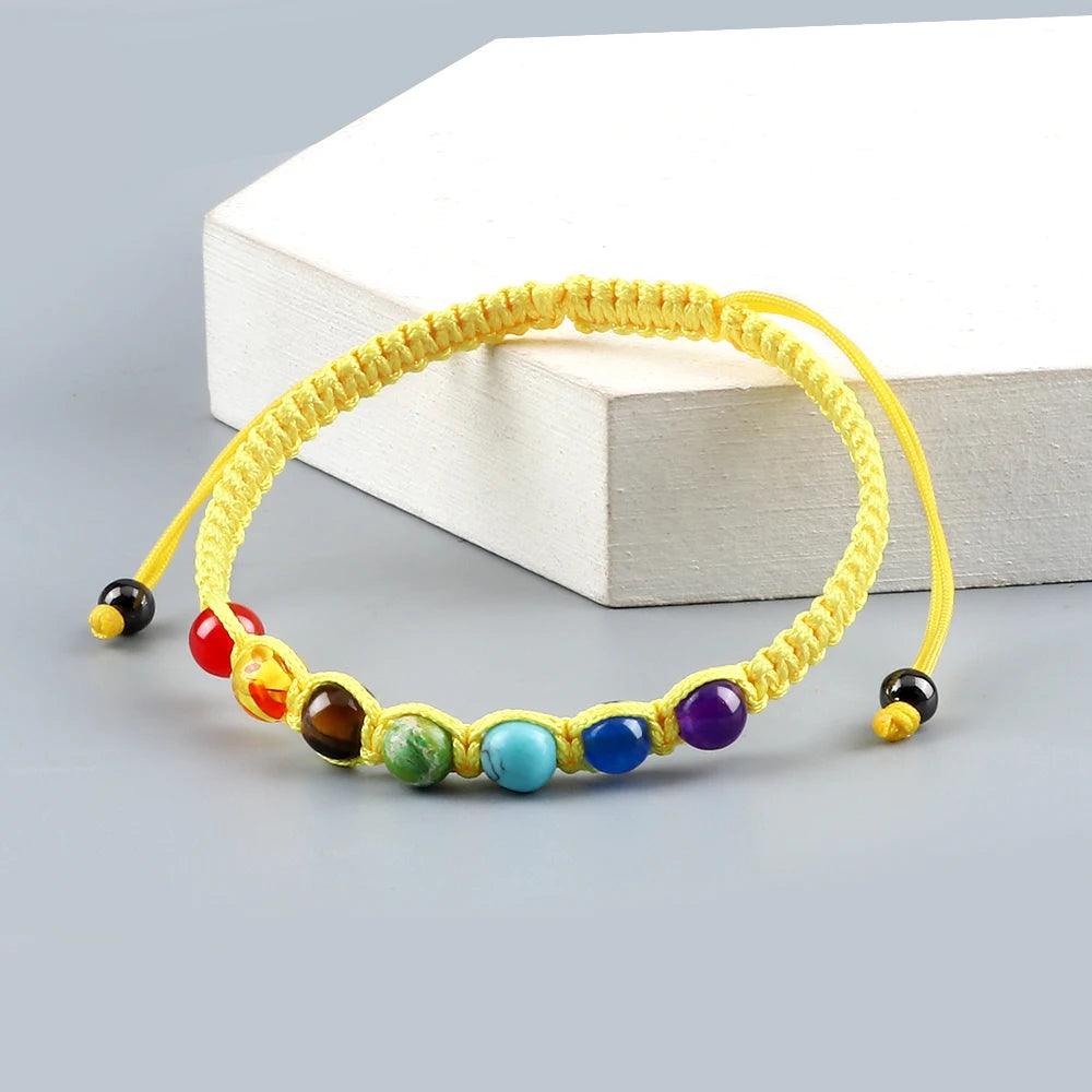 Hand Woven 7 Chakra Bracelet For Men Women 6mm Natural Stone Healing Balance Bracelet Couple 7 Chakra Bead Bangle Prayer Jewelry - Buddha bead​