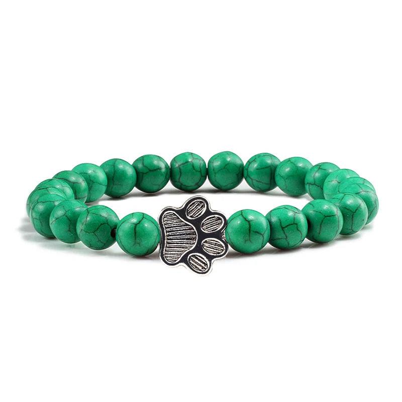 Men Natural Black Lava Stone Bracelet Cat Paw Blue Pine Beaded Bracelets Bangles Energy Women Yoga Fashion Couple Jewelry Gifts - Buddha bead​