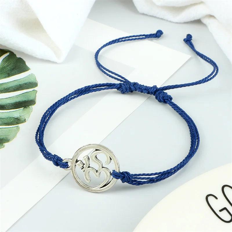 Adjustable 26 Colors Wax Thread Bracelets Bohemian Charm OM Symbol Braided Rope Bracelet For Women Men Fashion Handmade Jewelry - Buddha bead​