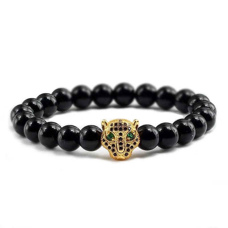 12 Style Bracelet Men Black Lava Healing Balance Beads Reiki Buddha Prayer Natural Stone Yoga Bracelet For Women Leopard Head - Buddha bead​