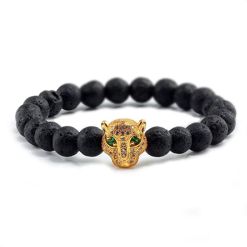 12 Style Bracelet Men Black Lava Healing Balance Beads Reiki Buddha Prayer Natural Stone Yoga Bracelet For Women Leopard Head - Buddha bead​