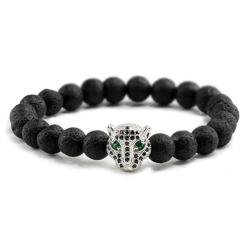 12 Style Bracelet Men Black Lava Healing Balance Beads Reiki Buddha Prayer Natural Stone Yoga Bracelet For Women Leopard Head - Buddha bead​