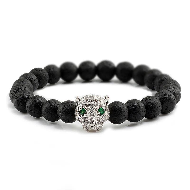 12 Style Bracelet Men Black Lava Healing Balance Beads Reiki Buddha Prayer Natural Stone Yoga Bracelet For Women Leopard Head - Buddha bead​
