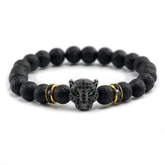 12 Style Bracelet Men Black Lava Healing Balance Beads Reiki Buddha Prayer Natural Stone Yoga Bracelet For Women Leopard Head - Buddha bead​