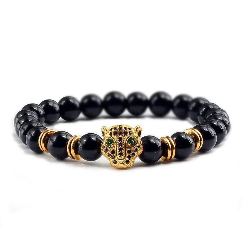 12 Style Bracelet Men Black Lava Healing Balance Beads Reiki Buddha Prayer Natural Stone Yoga Bracelet For Women Leopard Head - Buddha bead​