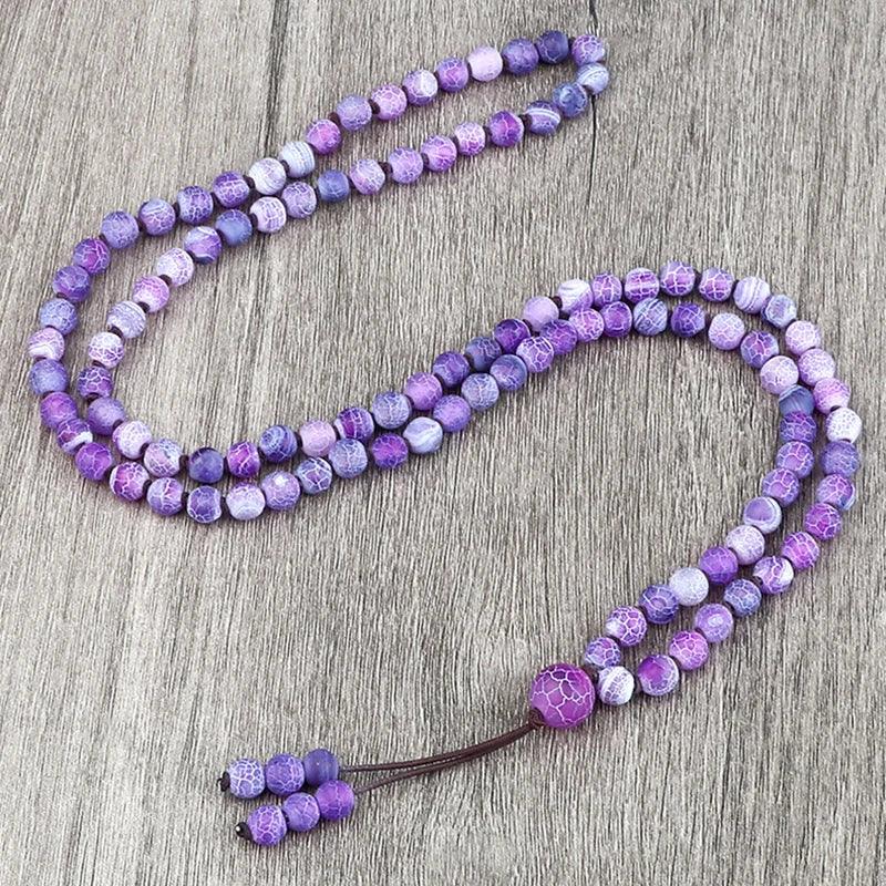 Classic Handmade Bracelet for Women Men 108 Mala Beads Natural Purple Weathered Stone Nacklace Fashion Elastic Bracelets Jewelry - Buddha bead​