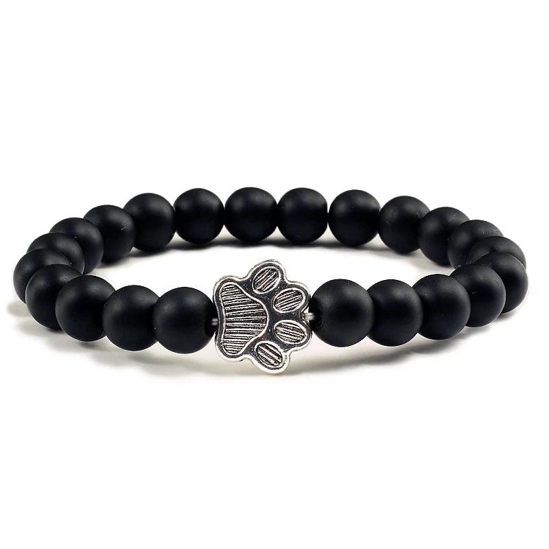 Men Natural Black Lava Stone Bracelet Cat Paw Blue Pine Beaded Bracelets Bangles Energy Women Yoga Fashion Couple Jewelry Gifts - Buddha bead​