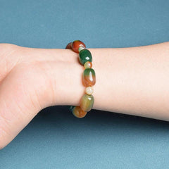 Natural Green Peacock Agates Bracelet Women Elegant Drum Barrel Shape Jade Beads Bangles Healing Energy Stone Jewelry Gifts - Buddha bead​