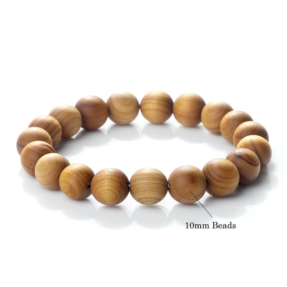 High Quality Cliff Cypress Wooden Beads Bracelets Women Men Meditation Handmade Stretch Bracelets Healing Yoga Jewelry 6/8/10mm - Buddha bead​