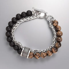 HNSP Men Bracelet Rosary Beads Stainless Steel Hand Chain Splicing Bracelet For Men Protect Jewelry Accessories Male - Buddha bead​