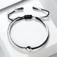 Yin Yang Tai Chi Gossip Bracelet Adjustable Black White Baided Rope Bangles for Women Men Jewelry Fashion Couple Bracelets Gifts - Buddha bead​