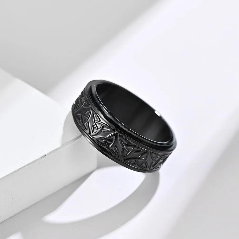 Viking Celtic Knot Rune Rings For Men Rotating Stainless Steel Anti Stress Anxiety Relife Spinning Ring Anillo Antiestres - Buddha bead​