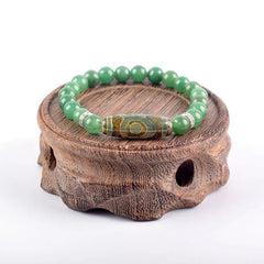 Natural Green Dongling Three-eyed Dzi Beads Bracelet Women Tibetan Buddha Agate Prayer Meditation Wish Jewelry for Man Gift - Buddha bead​