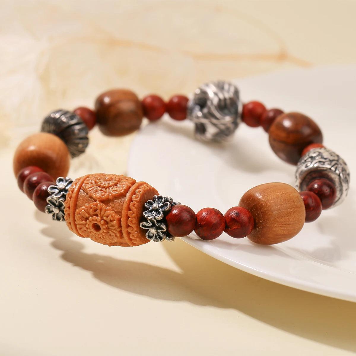 2025 Hot Sale Duobao Sandalwood Transfer Bead Bracelet Health Bracelet Ladies Healing Reiki Meditation Bracelet Jewelry Gifts - Buddha bead​