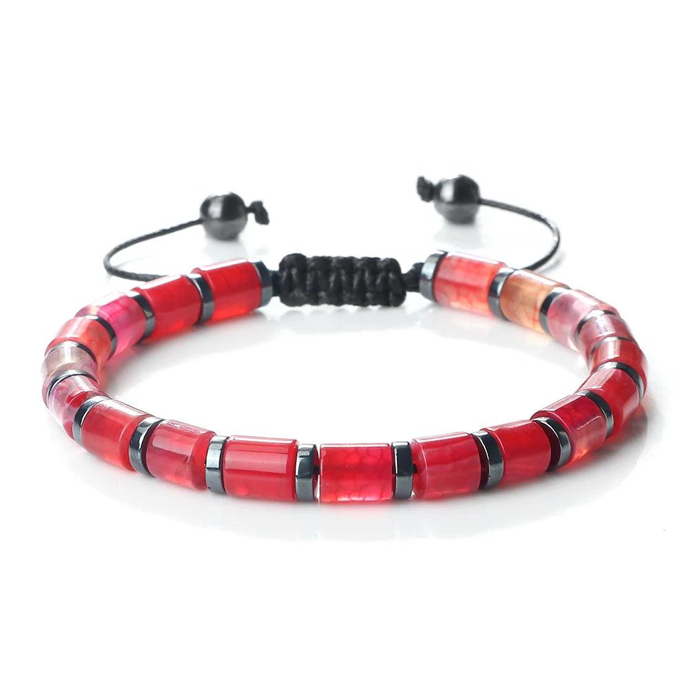 New 6*6mm Cylindrical Natural Stone Tiger Eye Agate Bead Bracelets Women Men Fashion Adjustable Bracelet Pulsera Hombre Jewelry - Buddha bead​
