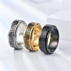 Viking Celtic Knot Rune Rings For Men Rotating Stainless Steel Anti Stress Anxiety Relife Spinning Ring Anillo Antiestres - Buddha bead​