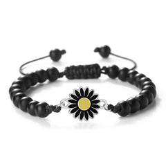 6mm Natural Stone Bracelets with Daisy Pendant Adjustable Braided Cord Symbolizes Purity and Joy Meaningful Gifts for Loved Ones - Buddha bead​
