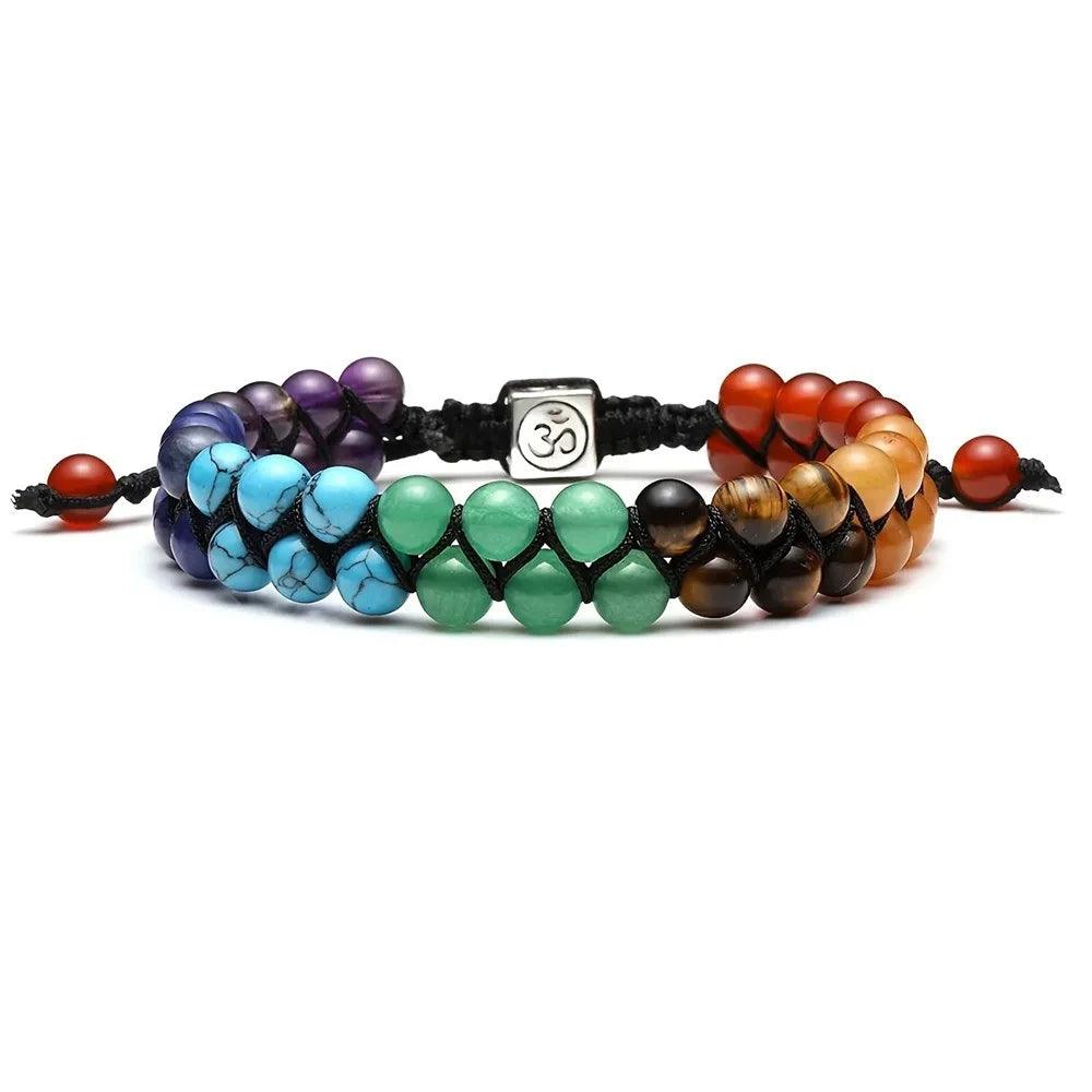 Top Plaza 7 Chakra Treatment Crystal Bracelet Yoga Stone Adjustable Beads Bracelet Meditation Relaxation Anxiety for Women - Buddha bead​