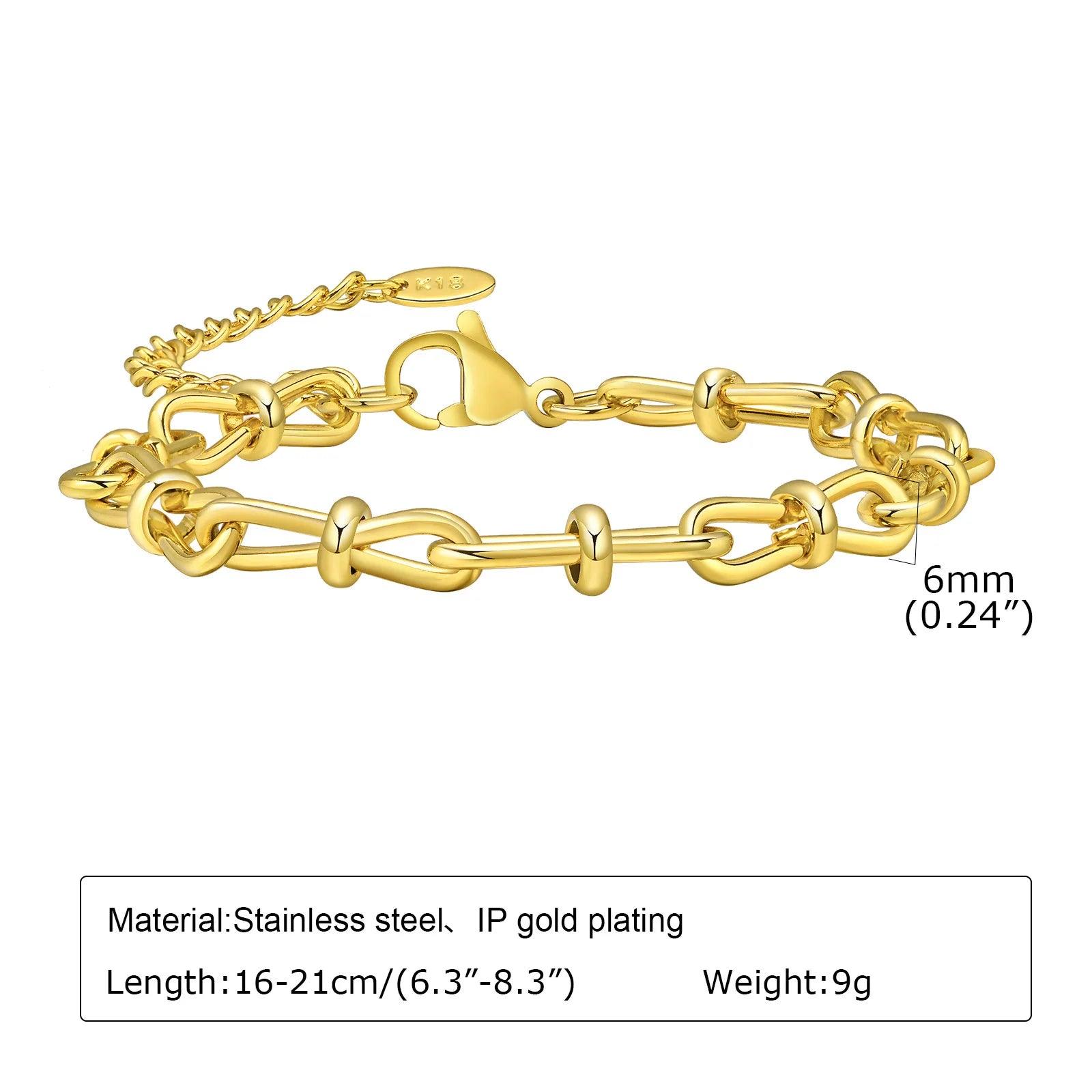 Statement Stainless Steel Chain Bracelet for Women, Vantage 18k Gold Plated Elegant Jewerlry - Buddha bead​