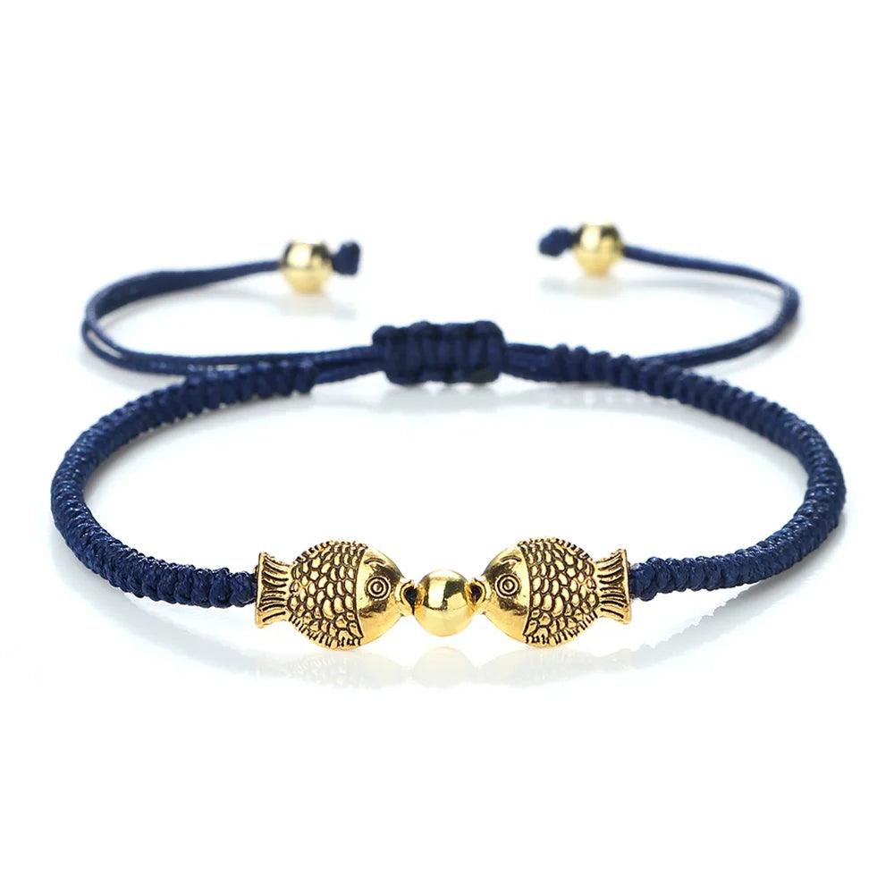 Lucky Red String Bracelet Fashion Double Koi Fish Charm Handmade Bangles Friendship Couple Jewelry Gift Braided Rope Bracelets - Buddha bead​