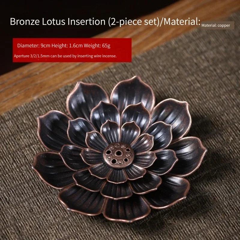 Alloy Incense Burner Stick Holder Buddhism Lotus Line Incense Plate Sandalwood Coil Base Temples Yoga Studios Home Decoration - Buddha bead​