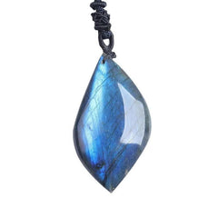 Leaf Necklace Labradorite Pendent Unique Shape Yoga Meditation Jewerly Making DIY Women Man Gift - Buddha bead​