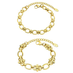 Statement Stainless Steel Chain Bracelet for Women, Vantage 18k Gold Plated Elegant Jewerlry - Buddha bead​