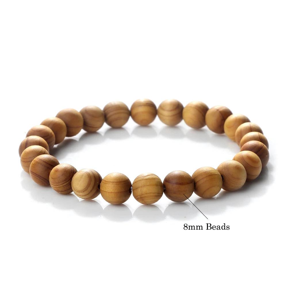 High Quality Cliff Cypress Wooden Beads Bracelets Women Men Meditation Handmade Stretch Bracelets Healing Yoga Jewelry 6/8/10mm - Buddha bead​