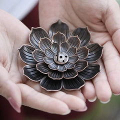 Alloy Incense Burner Stick Holder Buddhism Lotus Line Incense Plate Sandalwood Coil Base Temples Yoga Studios Home Decoration - Buddha bead​