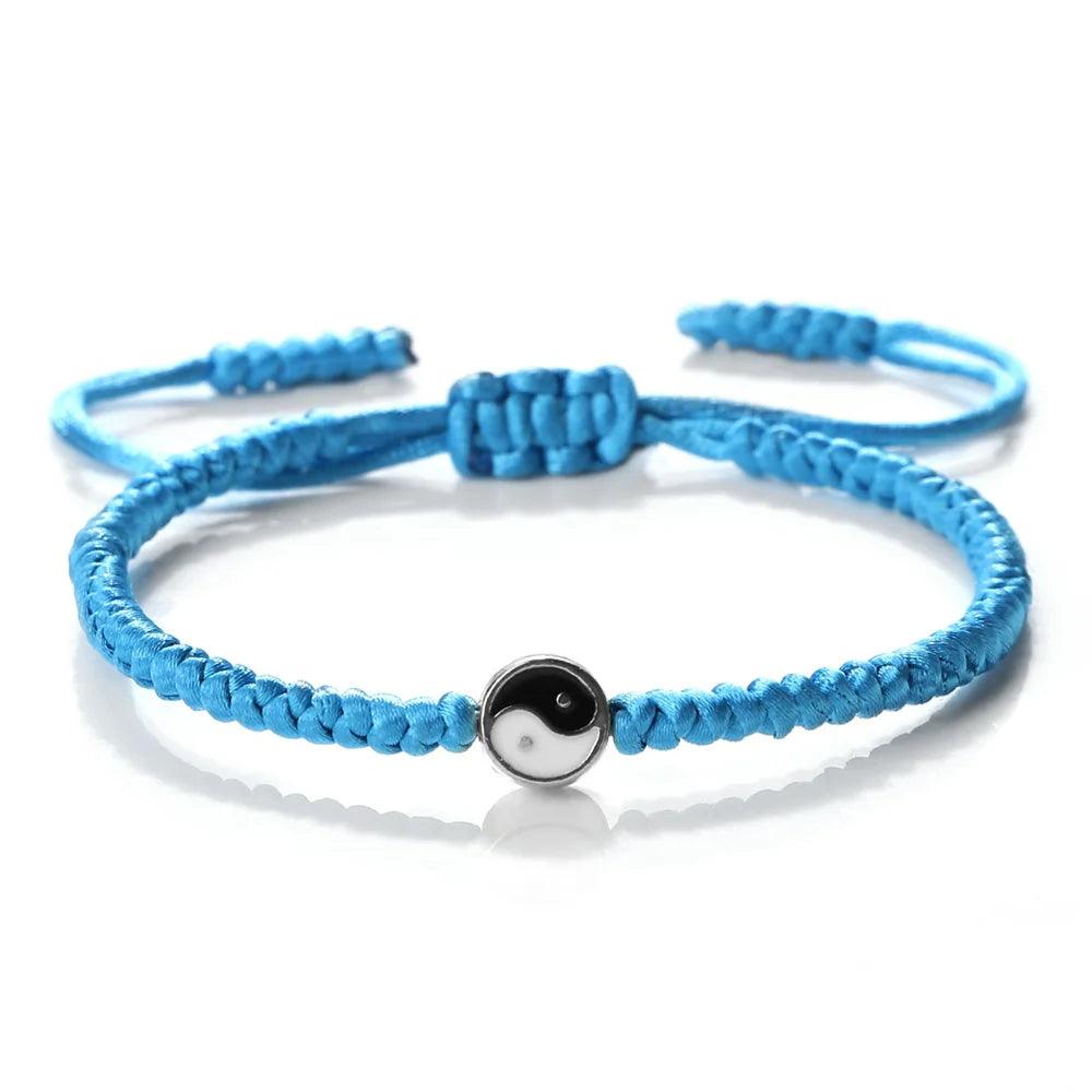 Yin Yang Tai Chi Gossip Bracelet Adjustable Black White Baided Rope Bangles for Women Men Jewelry Fashion Couple Bracelets Gifts - Buddha bead​