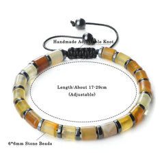 New 6*6mm Cylindrical Natural Stone Tiger Eye Agate Bead Bracelets Women Men Fashion Adjustable Bracelet Pulsera Hombre Jewelry - Buddha bead​