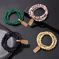 Pink Zebra Beads Bracelet Women 4 6 8mm Natural Stone Turquoises Agates Tiger Eye Quartz Beaded Bracelets Set Men Friend Jewelry - Buddha bead​