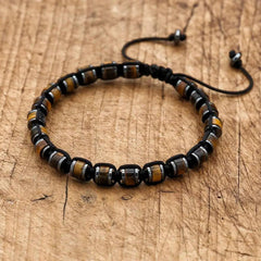 Handmade Man Jewelry Tiger Eye Stone Hematite Braided Bracelet Charm Bracelet for Couple - Buddha bead​