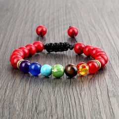 7 Chakra Healing Bracelets Men 8mm Natural Lava Stone Tiger Eye Beads Energy Bracelets Women Yoga Meditation Wrist Jewelry Gifts - Buddha bead​