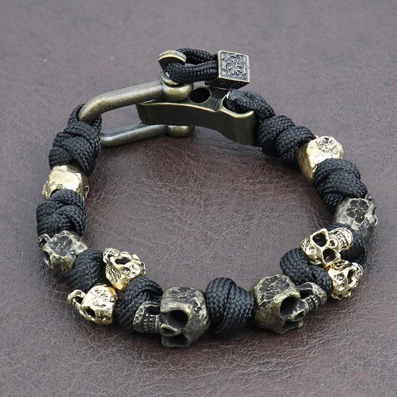 Unique Design Skull Bracelets Men Vintage Adjustable Handmade Woven Bracelet Punk Rock Motorcycle Male Jewelry Gift Dropshipping - Buddha bead​