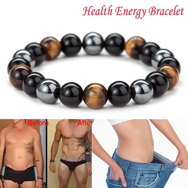 New Magnetic Hematite Bracelets Men Tiger Eye Stone Bead Couple Bracelets for Women Health Care Magnet Help Weight Loss Jewelry - Buddha bead​