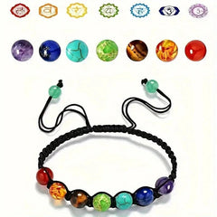 Top Plaza 7 Chakra Treatment Crystal Bracelet Yoga Stone Adjustable Beads Bracelet Meditation Relaxation Anxiety Women's Bracele - Buddha bead​