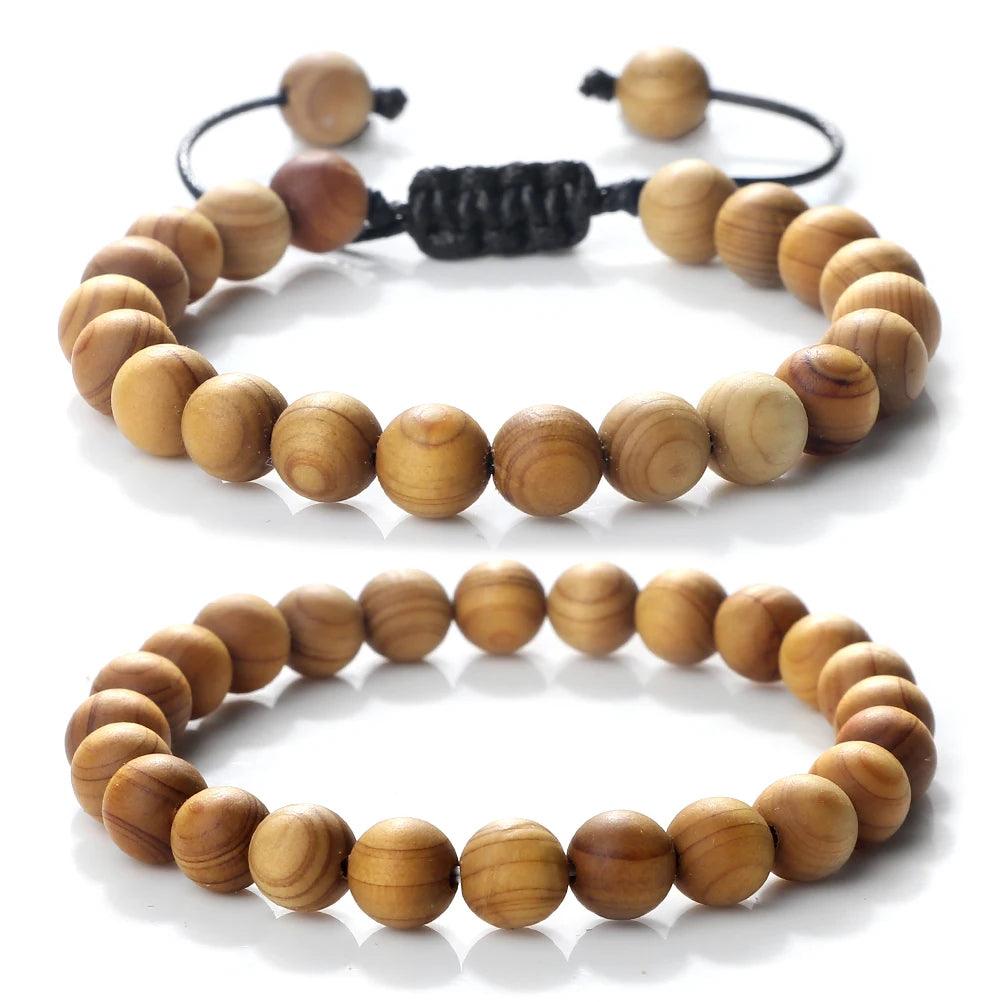 High Quality Cliff Cypress Wooden Beads Bracelets Women Men Meditation Handmade Stretch Bracelets Healing Yoga Jewelry 6/8/10mm - Buddha bead​