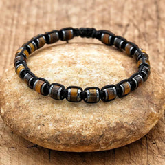 Handmade Man Jewelry Tiger Eye Stone Hematite Braided Bracelet Charm Bracelet for Couple - Buddha bead​