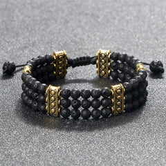 Natural Stone Beads Bracelet 4mm Malachite Black Lava Yoga Energy Hot Couple For Women Men Jewelry Braided Rope Knot Bangle Gift - Buddha bead​