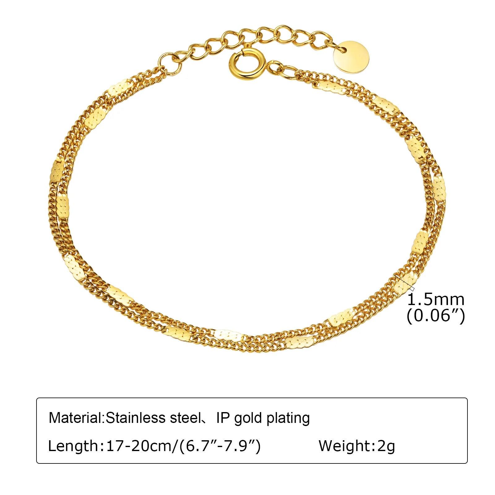 Statement Stainless Steel Chain Bracelet for Women, Vantage 18k Gold Plated Elegant Jewerlry - Buddha bead​