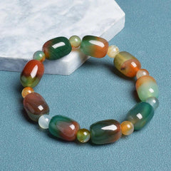 Natural Green Peacock Agates Bracelet Women Elegant Drum Barrel Shape Jade Beads Bangles Healing Energy Stone Jewelry Gifts - Buddha bead​